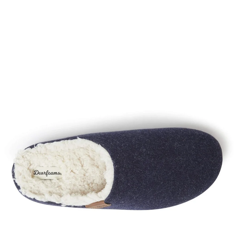 Dearfoams Men's M-(9-10) Microwool Clog with Molded Footbed Slipper Navy 30942